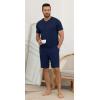 image:imageNITAGUT Mens Summer Pajama Set Lightweight Loungewear Short Sleeve Henley Top amp Sleep Shorts 2 Piece Stretch Lounge SetNavy Blue