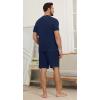 image:imageNITAGUT Mens Summer Pajama Set Lightweight Loungewear Short Sleeve Henley Top amp Sleep Shorts 2 Piece Stretch Lounge SetNavy Blue