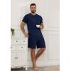 image:imageNITAGUT Mens Summer Pajama Set Lightweight Loungewear Short Sleeve Henley Top amp Sleep Shorts 2 Piece Stretch Lounge SetNavy Blue