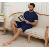 image:imageNITAGUT Mens Summer Pajama Set Lightweight Loungewear Short Sleeve Henley Top amp Sleep Shorts 2 Piece Stretch Lounge SetNavy Blue