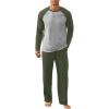 image:imageNITAGUT Mens Pajama Set Long Sleeve Sleepwear 2 Piece Loungewear with Pockets Soft Comfy NightwearArmy Green