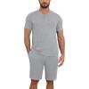 image:imageNITAGUT Mens Summer Pajama Set Lightweight Loungewear Short Sleeve Henley Top amp Sleep Shorts 2 Piece Stretch Lounge SetGrey