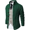 image:imageNITAGUT Mens Long Sleeve Stand Collar Cardigan Sweaters Button Down Cable Knitted SweaterGrass Green