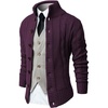 image:imageNITAGUT Mens Long Sleeve Stand Collar Cardigan Sweaters Button Down Cable Knitted SweaterPurple Red