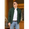 image:imageNITAGUT Mens Cardigan Sweater Stand Collar Full Zip Up Sweater Slim Fit Casual Knit for WinterGreen