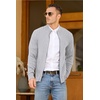 image:imageNITAGUT Mens Cardigan Sweater Stand Collar Full Zip Up Sweater Slim Fit Casual Knit for WinterGrey