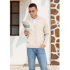 image:imageNITAGUT Mens Cardigan Sweater with Pockets Full Zip Up Stand Collar Cardigan Long Sleeve Knitted SweatersBeige