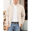 image:imageNITAGUT Mens Cardigan Sweater with Pockets Full Zip Up Stand Collar Cardigan Long Sleeve Knitted SweatersBeige