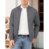image:imageNITAGUT Mens Cardigan Sweater with Pockets Full Zip Up Stand Collar Cardigan Long Sleeve Knitted SweatersDark Grey