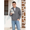 image:imageNITAGUT Mens Cardigan Sweater with Pockets Full Zip Up Stand Collar Cardigan Long Sleeve Knitted SweatersDark Grey
