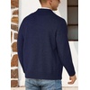 image:imageNITAGUT Mens Cardigan Sweater with Pockets Full Zip Up Stand Collar Cardigan Long Sleeve Knitted SweatersNavy Blue