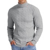 image:imageNITAGUT Mens Casual Turtleneck Sweaters Warm Twisted Pattern Knitted Slim Fit Pullover SweaterDark Gray