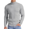 image:imageNITAGUT Mens Casual Turtleneck Sweaters Warm Twisted Pattern Knitted Slim Fit Pullover SweaterDark Gray