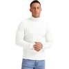 image:imageNITAGUT Mens Casual Turtleneck Sweaters Warm Twisted Pattern Knitted Slim Fit Pullover SweaterWhite
