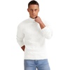 image:imageNITAGUT Mens Casual Turtleneck Sweaters Warm Twisted Pattern Knitted Slim Fit Pullover SweaterWhite