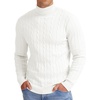image:imageNITAGUT Mens Casual Turtleneck Sweaters Warm Twisted Pattern Knitted Slim Fit Pullover SweaterWhite