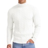 image:imageNITAGUT Mens Casual Turtleneck Sweaters Warm Twisted Pattern Knitted Slim Fit Pullover SweaterWhite