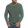 image:imageNITAGUT Mens Crewneck Sweater Soft Casual Classic Pullover Washed Knitwear Sweaters with Ribbing EdgeGreen