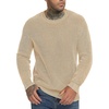 image:imageNITAGUT Mens Crewneck Sweater Soft Casual Classic Pullover Washed Knitwear Sweaters with Ribbing EdgeKhaki