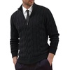 image:imageNITAGUT Mens Full Zip Up Cardigan Sweater Casual Stand Collar Cable Knit Winter SweatersBlack