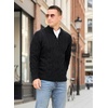 image:imageNITAGUT Mens Full Zip Up Cardigan Sweater Casual Stand Collar Cable Knit Winter SweatersBlack