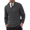 image:imageNITAGUT Mens Full Zip Up Cardigan Sweater Casual Stand Collar Cable Knit Winter SweatersDark Grey