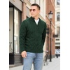 image:imageNITAGUT Mens Full Zip Up Cardigan Sweater Casual Stand Collar Cable Knit Winter SweatersGreen