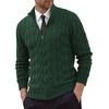 image:imageNITAGUT Mens Full Zip Up Cardigan Sweater Casual Stand Collar Cable Knit Winter SweatersGreen