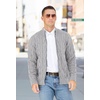 image:imageNITAGUT Mens Full Zip Up Cardigan Sweater Casual Stand Collar Cable Knit Winter SweatersGrey