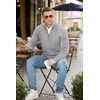 image:imageNITAGUT Mens Full Zip Up Cardigan Sweater Casual Stand Collar Cable Knit Winter SweatersGrey