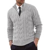 image:imageNITAGUT Mens Full Zip Up Cardigan Sweater Casual Stand Collar Cable Knit Winter SweatersGrey