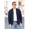 image:imageNITAGUT Mens Full Zip Up Cardigan Sweater Casual Stand Collar Cable Knit Winter SweatersNavy Blue