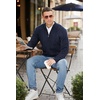 image:imageNITAGUT Mens Full Zip Up Cardigan Sweater Casual Stand Collar Cable Knit Winter SweatersNavy Blue