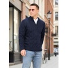 image:imageNITAGUT Mens Full Zip Up Cardigan Sweater Casual Stand Collar Cable Knit Winter SweatersNavy Blue
