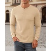 image:imageNITAGUT Mens Henley Shirts Long Sleeve Button TShirt Fashion Casual Pullover ShirtBeige