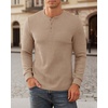 image:imageNITAGUT Mens Henley Shirts Long Sleeve Button TShirt Fashion Casual Pullover ShirtKhaki