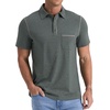 image:imageNITAGUT Mens Polo Shirts Casual Short Sleeve Cotton TShirt Summer Button Golf Tee with PocketGreen