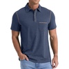image:imageNITAGUT Mens Polo Shirts Casual Short Sleeve Cotton TShirt Summer Button Golf Tee with PocketNavy Blue