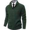 image:imageNITAGUT Mens Cardigan Sweater Stand Collar Full Zip Up Sweater Slim Fit Casual Knit for WinterGreen