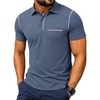 image:imageNITAGUT Mens Polo Shirts Casual Short Sleeve Cotton TShirt Summer Button Golf Tee with PocketBlue