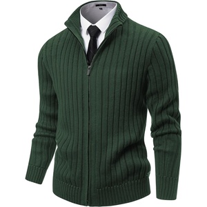 image:imageNITAGUT Mens Cardigan Sweater Stand Collar Full Zip Up Sweater Slim Fit Casual Knit for WinterGreen