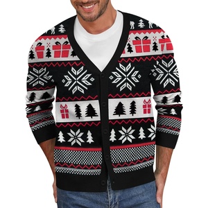 image:imageNITAGUT Mens Christmas Ugly Cardigan Sweater Reindeer Snowflake Xmas Sweater Casual Long Sleeve KnitwearO Christmas