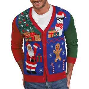 image:imageNITAGUT Mens Christmas Ugly Cardigan Sweater Reindeer Snowflake Xmas Sweater Casual Long Sleeve KnitwearP Christmas