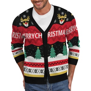 image:imageNITAGUT Mens Christmas Ugly Cardigan Sweater Reindeer Snowflake Xmas Sweater Casual Long Sleeve KnitwearS Christmas