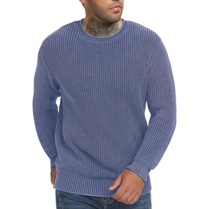 image:imageNITAGUT Mens Crewneck Sweater Soft Casual Classic Pullover Washed Knitwear Sweaters with Ribbing EdgeBlue