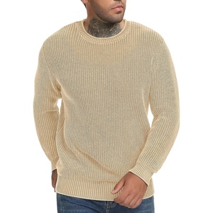 image:imageNITAGUT Mens Crewneck Sweater Soft Casual Classic Pullover Washed Knitwear Sweaters with Ribbing EdgeKhaki