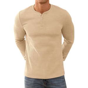 image:imageNITAGUT Mens Henley Shirts Long Sleeve Button TShirt Fashion Casual Pullover ShirtBeige