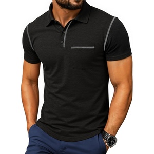 image:imageNITAGUT Mens Polo Shirts Casual Short Sleeve Cotton TShirt Summer Button Golf Tee with PocketBlack