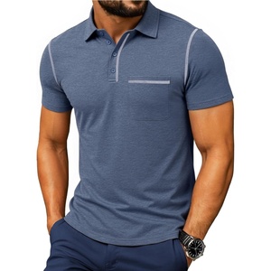 image:imageNITAGUT Mens Polo Shirts Casual Short Sleeve Cotton TShirt Summer Button Golf Tee with PocketBlue