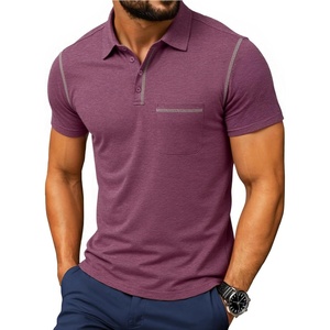 image:imageNITAGUT Mens Polo Shirts Casual Short Sleeve Cotton TShirt Summer Button Golf Tee with PocketWine Red
